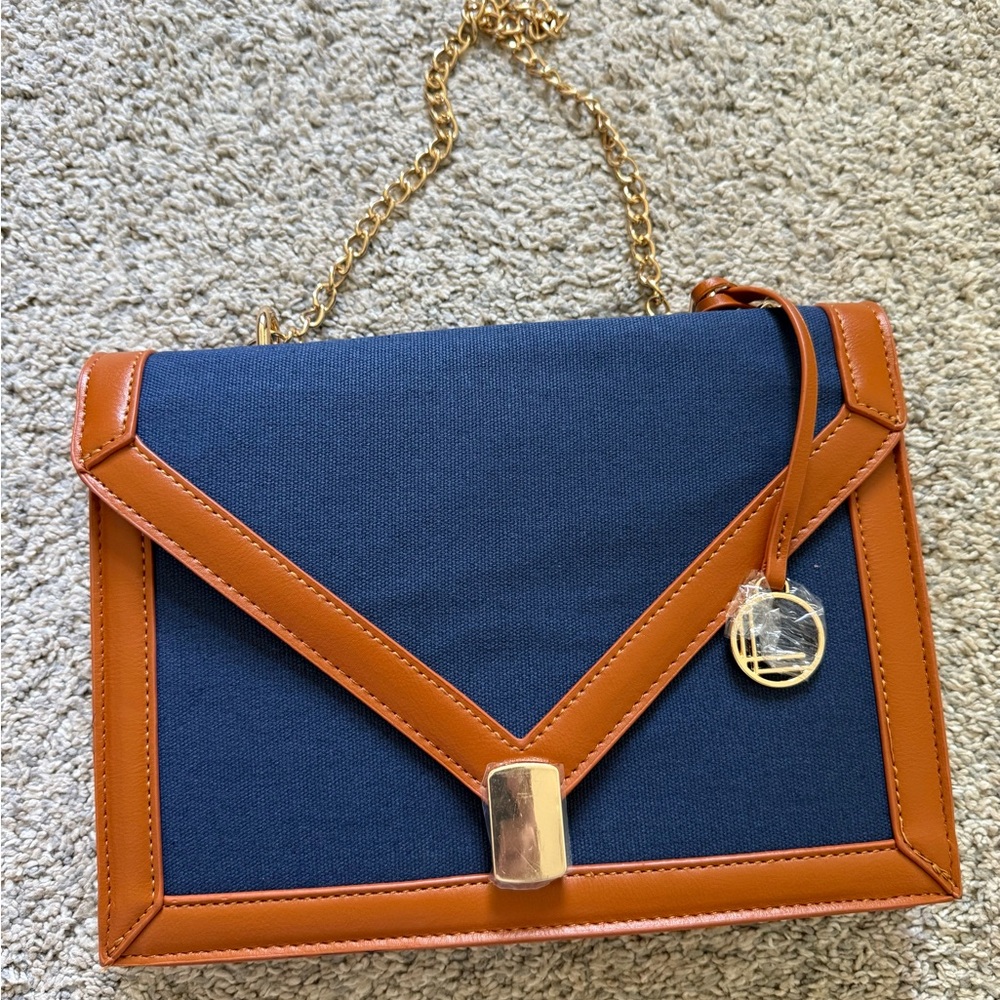 Blue and Tan Crossbody